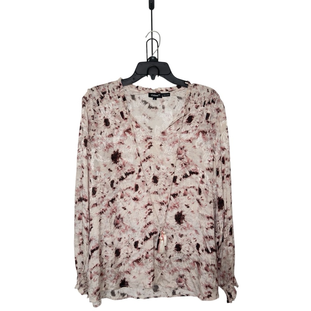 Tolani Large Tie Dye Boho Popover V Neck Blouse Whimsigoth Fairycore Peasant
